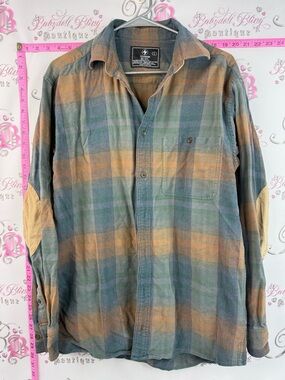 Thunder long sleeve elbow Vintage-Inspired Plaid Button-Down Shirt in Multi-Tone